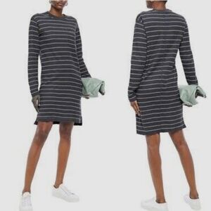 ATM Gray Striped Pique T-Shirt Sweater Mini Dress Small 100%‎ Pima Cotton Comfy